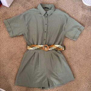 Zara Sage Green belted playsuit/rompe